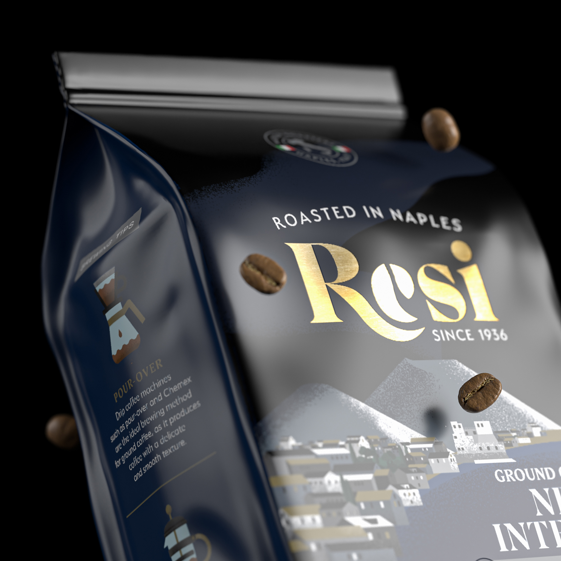 具有奢華感的RESI咖啡包裝設(shè)計(圖4) 具有奢華感的RESI咖啡包裝設(shè)計(圖4)