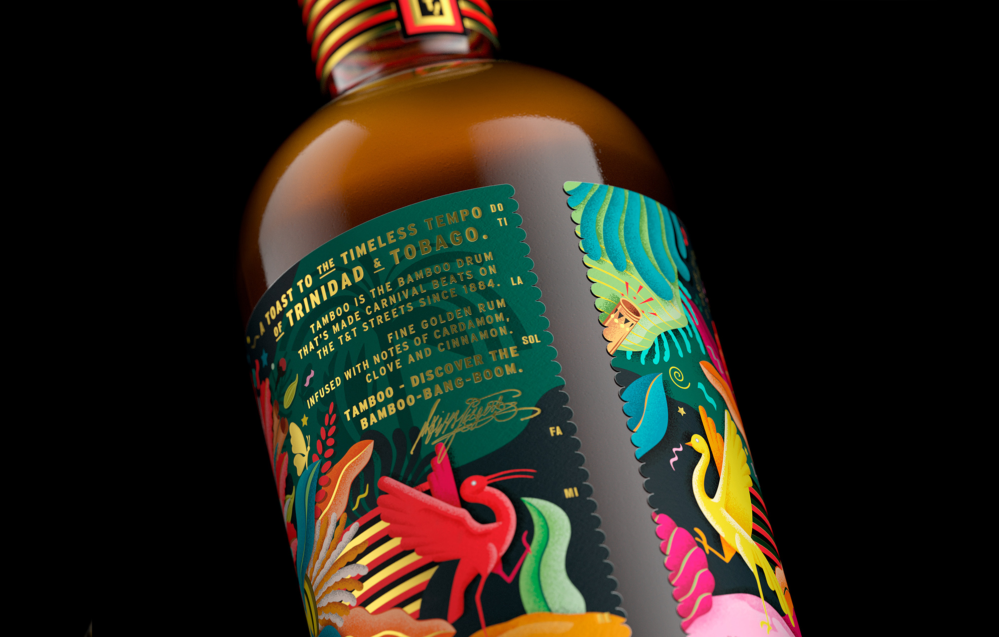 Tamboo朗姆酒包裝設(shè)計(jì)這樣做賦予品牌一種大膽而充滿活力的態(tài)度(圖3)