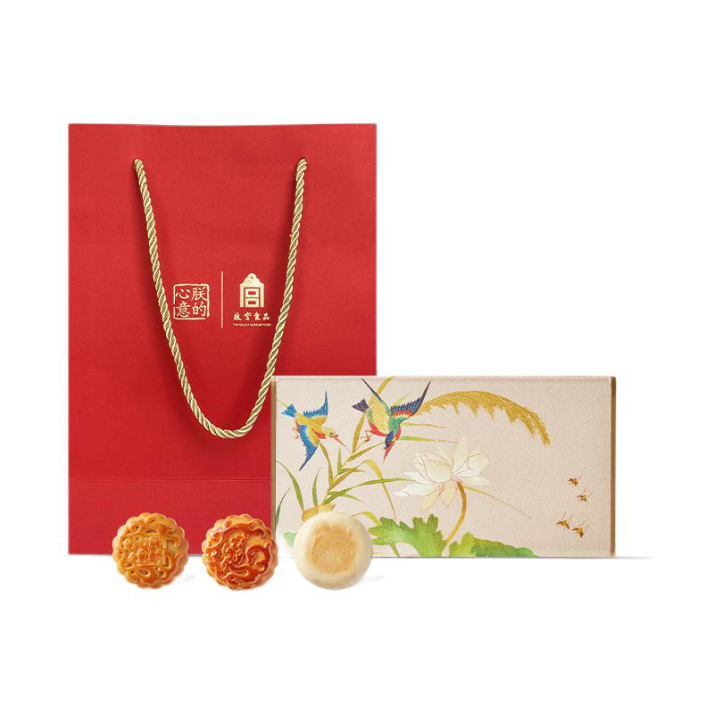 朕的心意 錦盒·舒和月餅禮盒 6餅3味 300g包裝禮盒產(chǎn)品包裝創(chuàng)意設計欣賞(圖1)