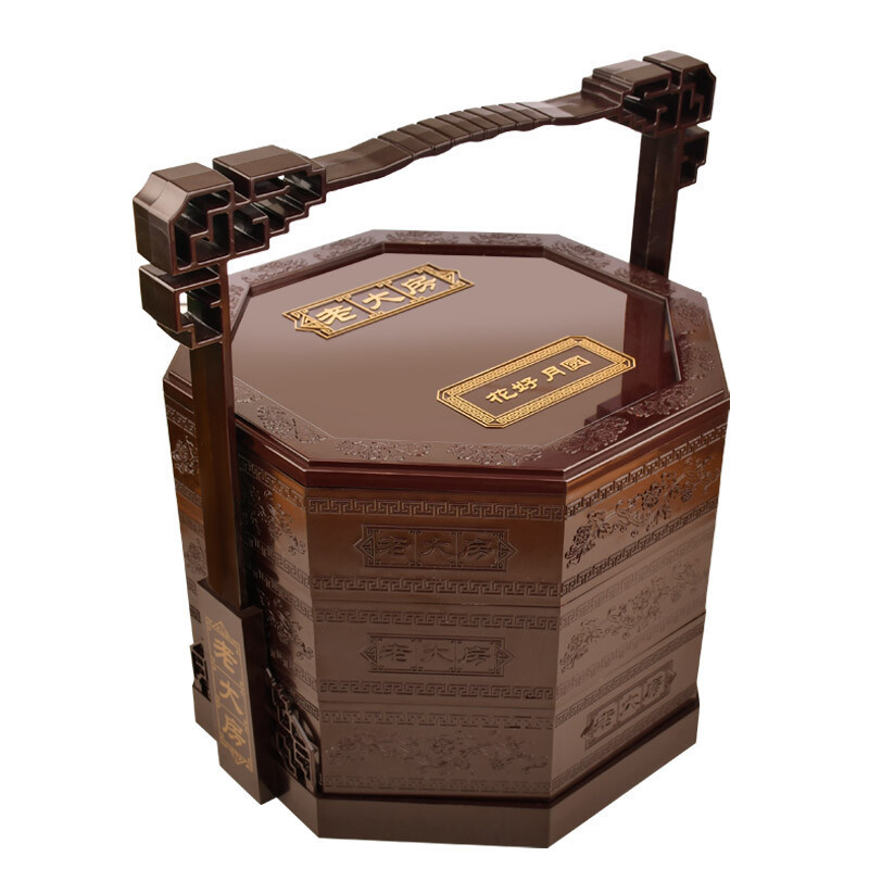 老大房 花好月圓 廣式月餅提籃禮盒 12餅5味 1.5kg包裝禮盒產品包裝創(chuàng)意設計欣賞(圖2)