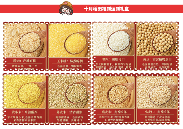 SHI YUE DAO TIAN 十月稻田 福到運到 雜糧禮盒裝 3.2kg包裝設(shè)計欣賞 (圖2)