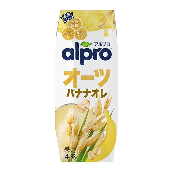 包裝設(shè)計(jì)欣賞Alpro ＜美味的食物纖維、燕麥、香蕉、香味豐富的香蕉味道＞ (達(dá)能日本) (圖1)